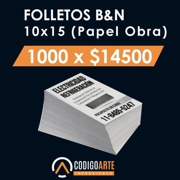 Folletos Blanco y negro (10x15) 1000 unidades